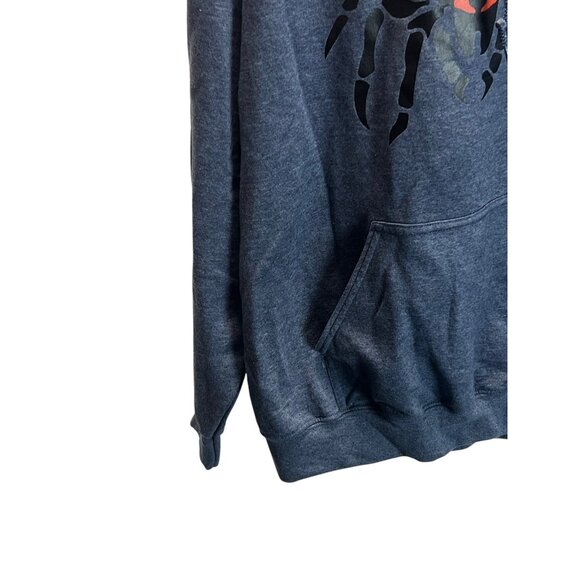 Gildan Heavy Blend Spider Volleyball Graphic Hoodie Blue Gray M Oversized Casual - Picture 9 of 10